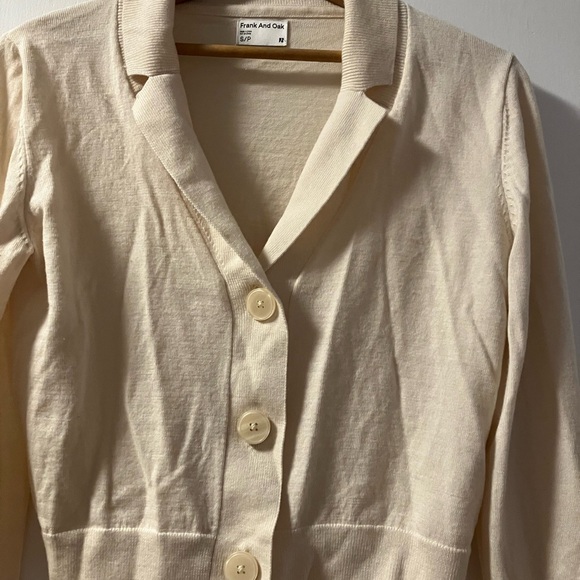 Frank and Oak Cream Button-Up Cardigan 100% Merino - Picture 2 of 7